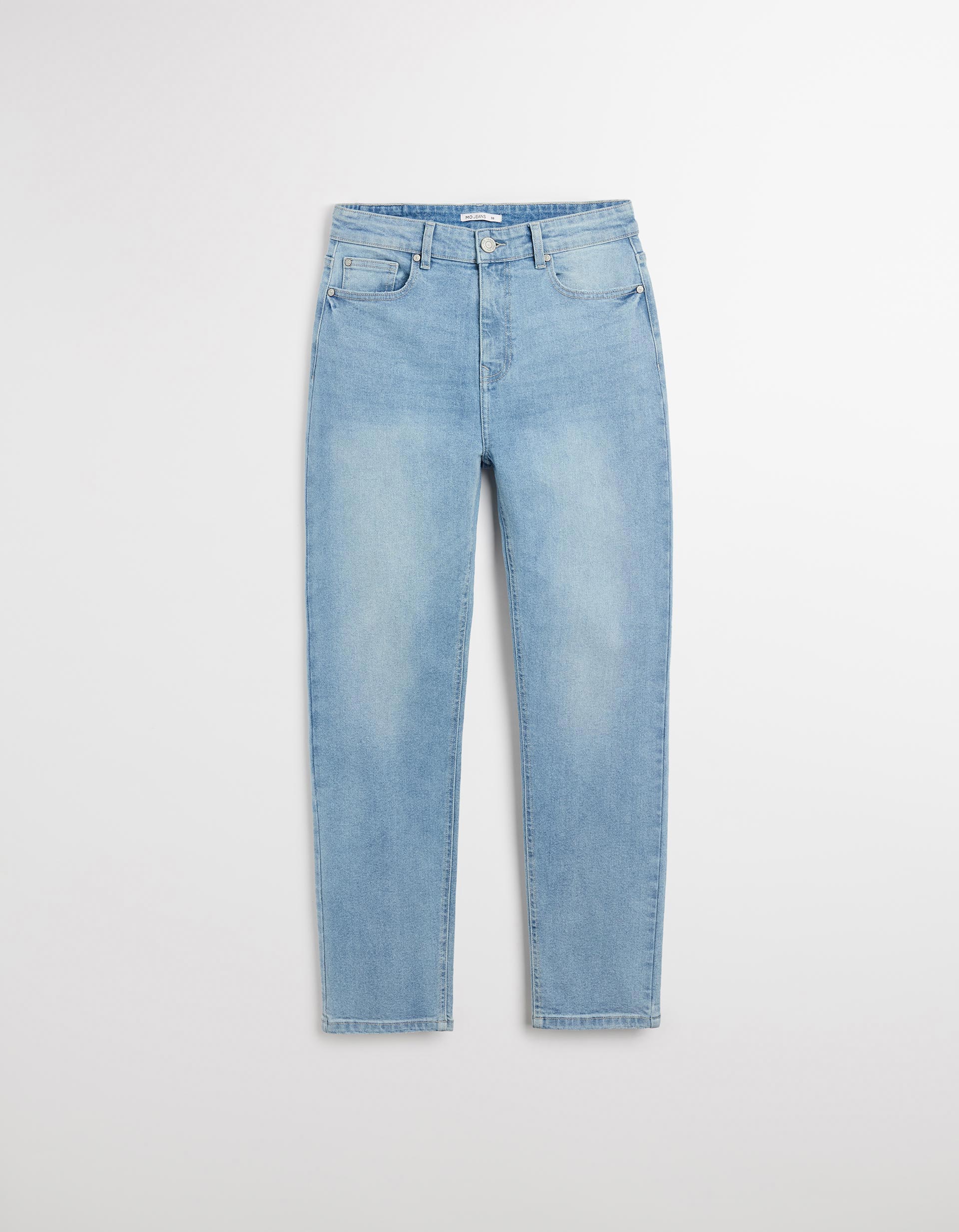 Calças de Ganga 'Tapered Mom Fit', Mulher, Azul Claro