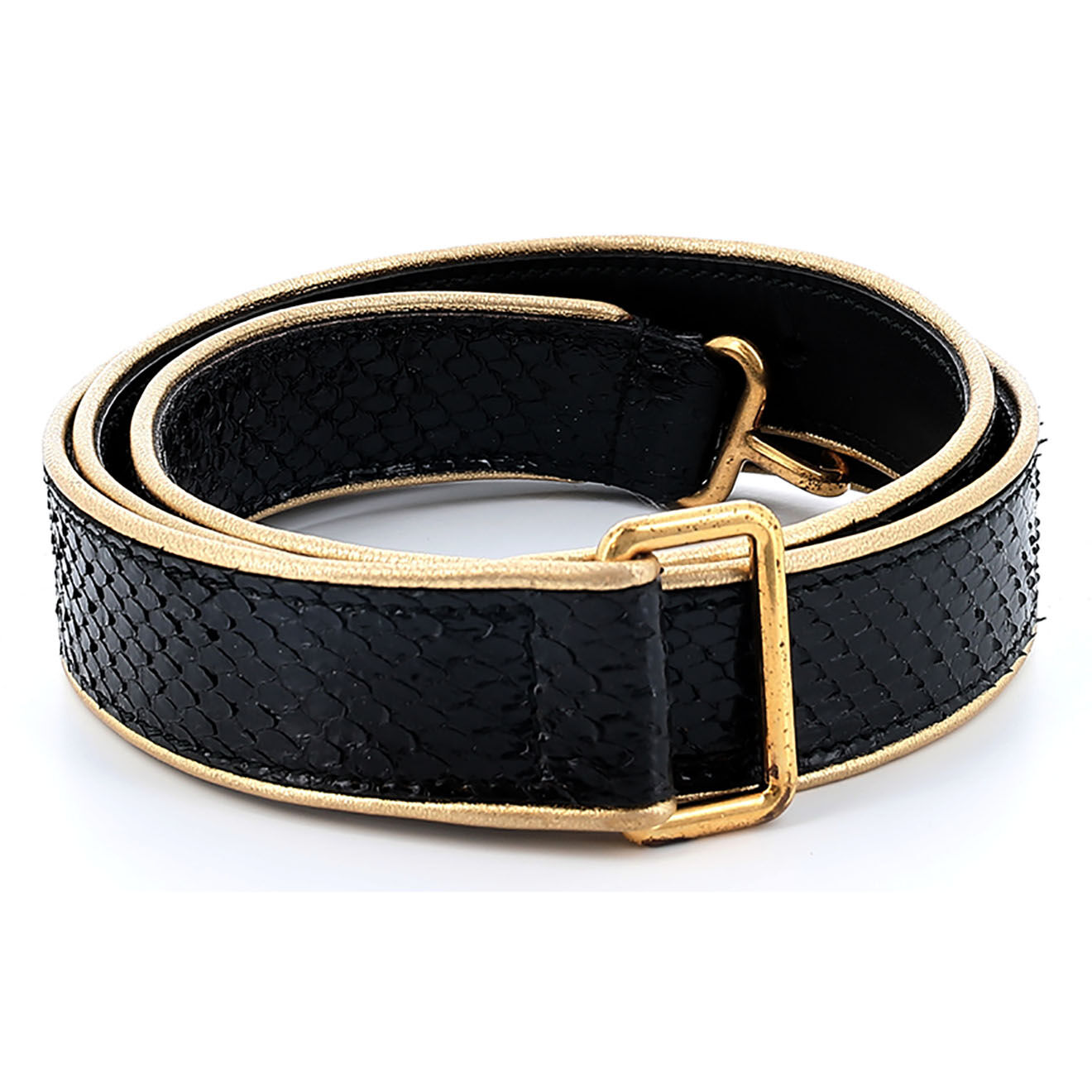 Saint Laurent Ceinture Vintage en Python noire - Très bon état