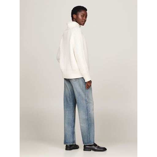 Tommy Hilfiger Chunky Cardi Stitch Striktrøje, Ivory Petal, M