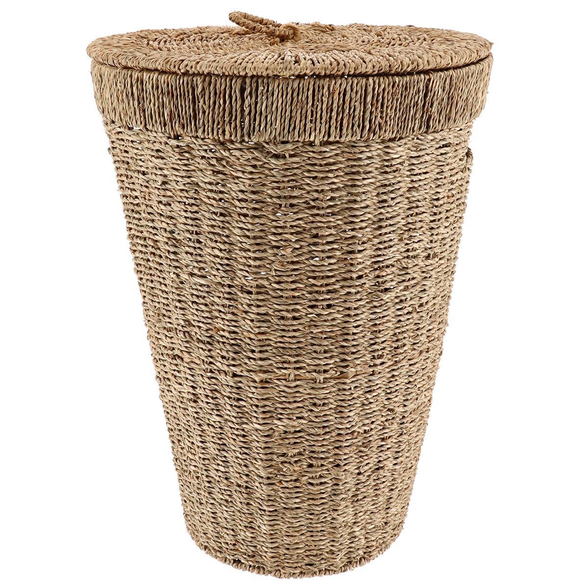 PANIERE RONDE COUVERCLE MATIERE VEGETALE 40X54CM NATUREL