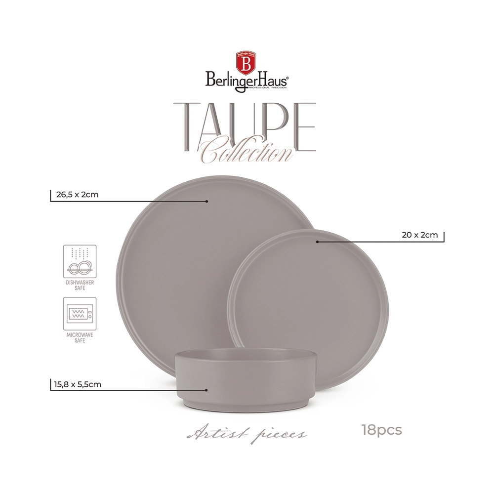 Berlinger Haus 18-teiliges Tellerset Taupe Collection