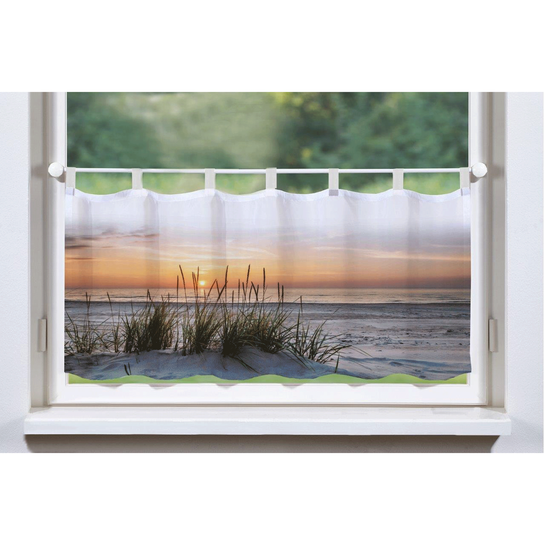 Scheibengardine EVENING - natur - mit Schlaufen - 45x120 cm