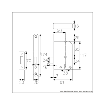 AXA deurslot kastslot model 7115 sl met voorplaat rvs inclusief sluitplaat en sleutels sl55