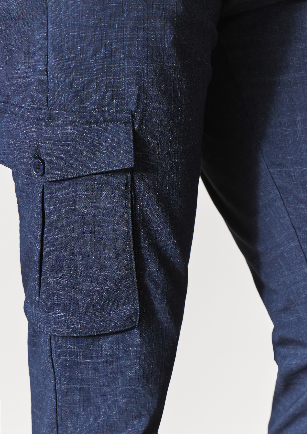 Pantalon cargo skinny uni bleu indigo