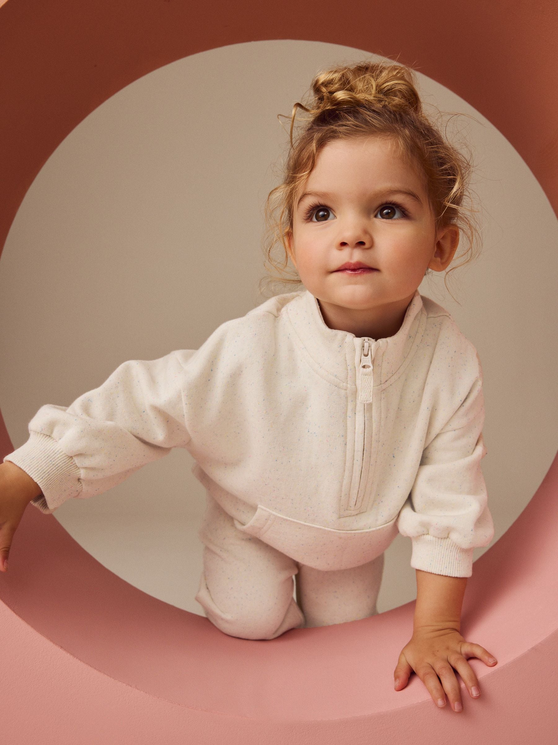 Moutkleurig - Sweatshirt met kwartrits (3mnd -7jr)