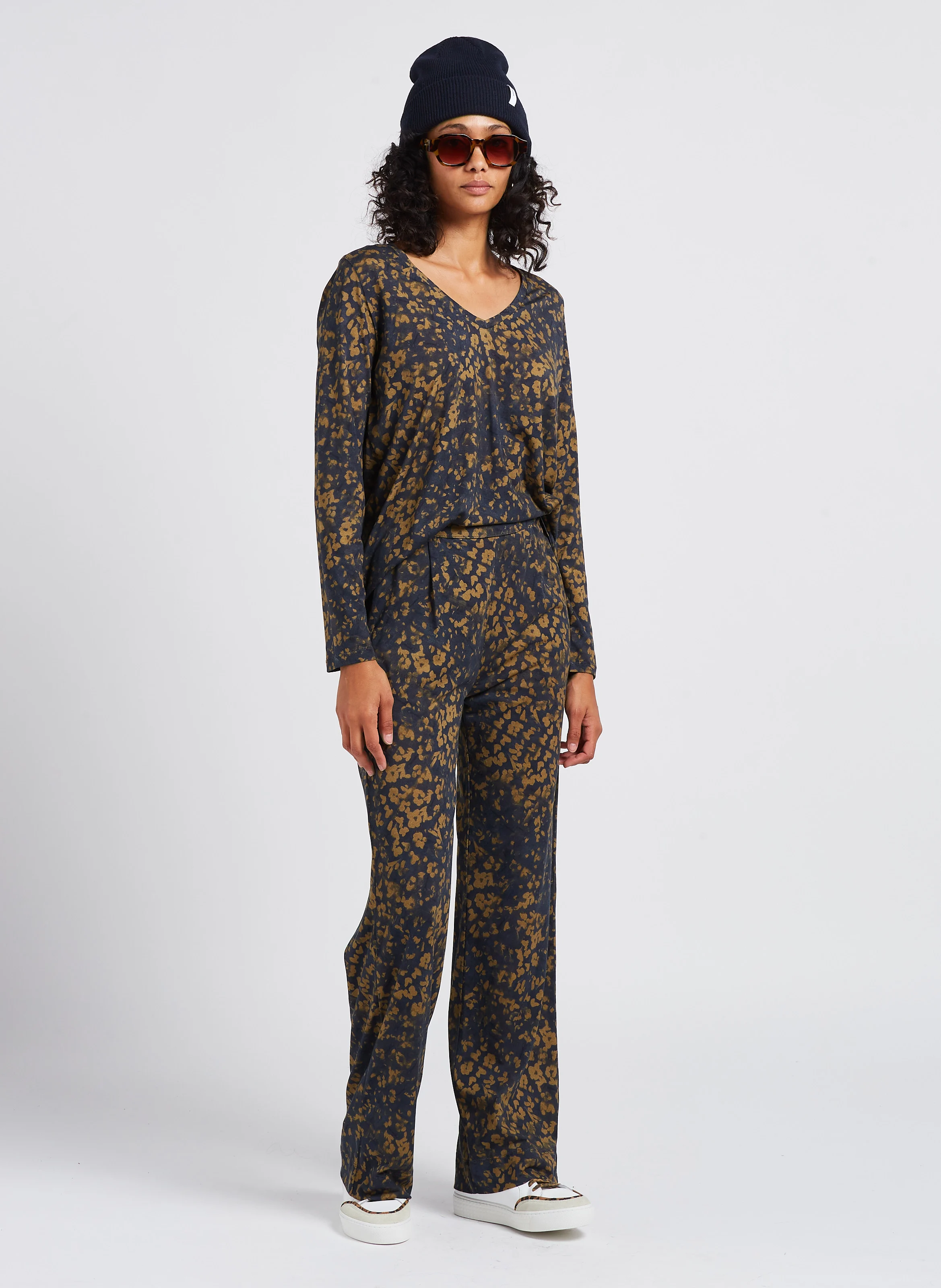 Pantalon droit imprimé| Bleu