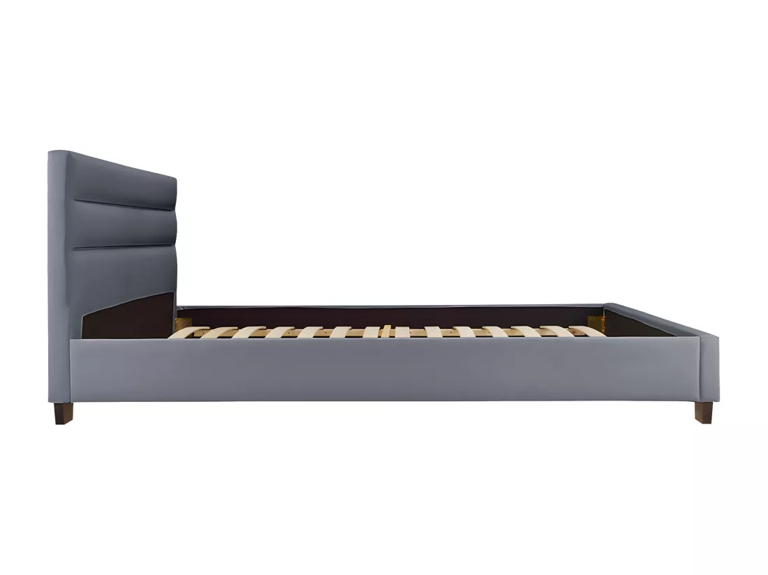 Lit 180 x 200 cm - Tissu - Gris - FAUSTIN