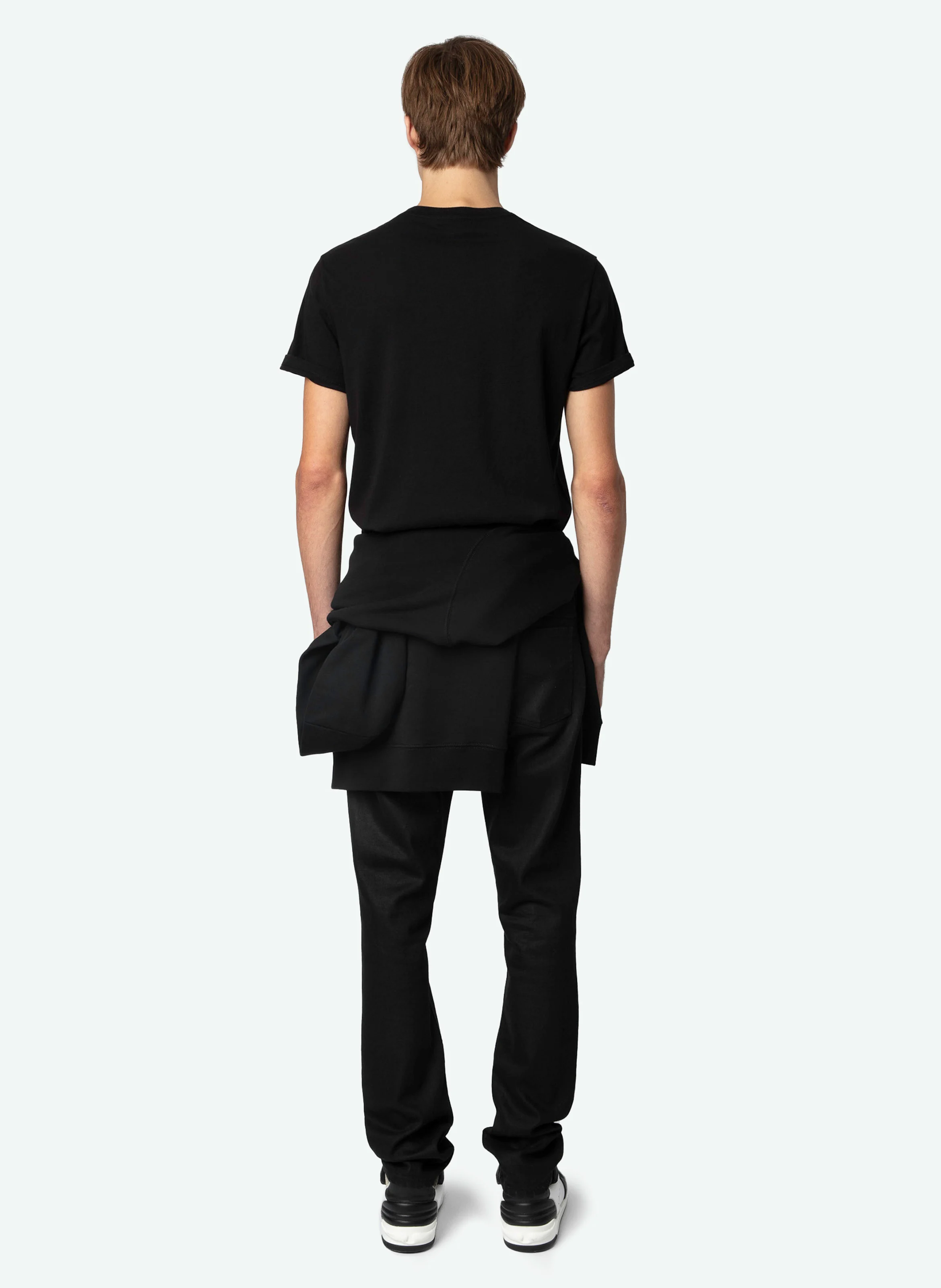 TOMMY - Tee-shirt droit en coton bio brodé | Noir