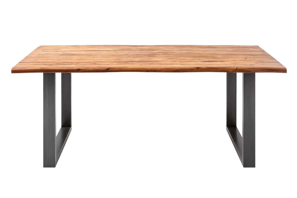 Massiver Baumstamm Esstisch GENESIS 200cm Akazie Baumkante Kufengestell Industrial Finish