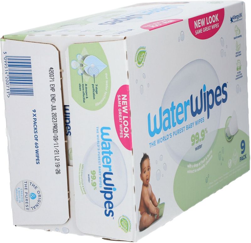WaterWipes - Snoetendoekjes - 9-Pak - 100% Viscose - Biologisch Afbreekbaar