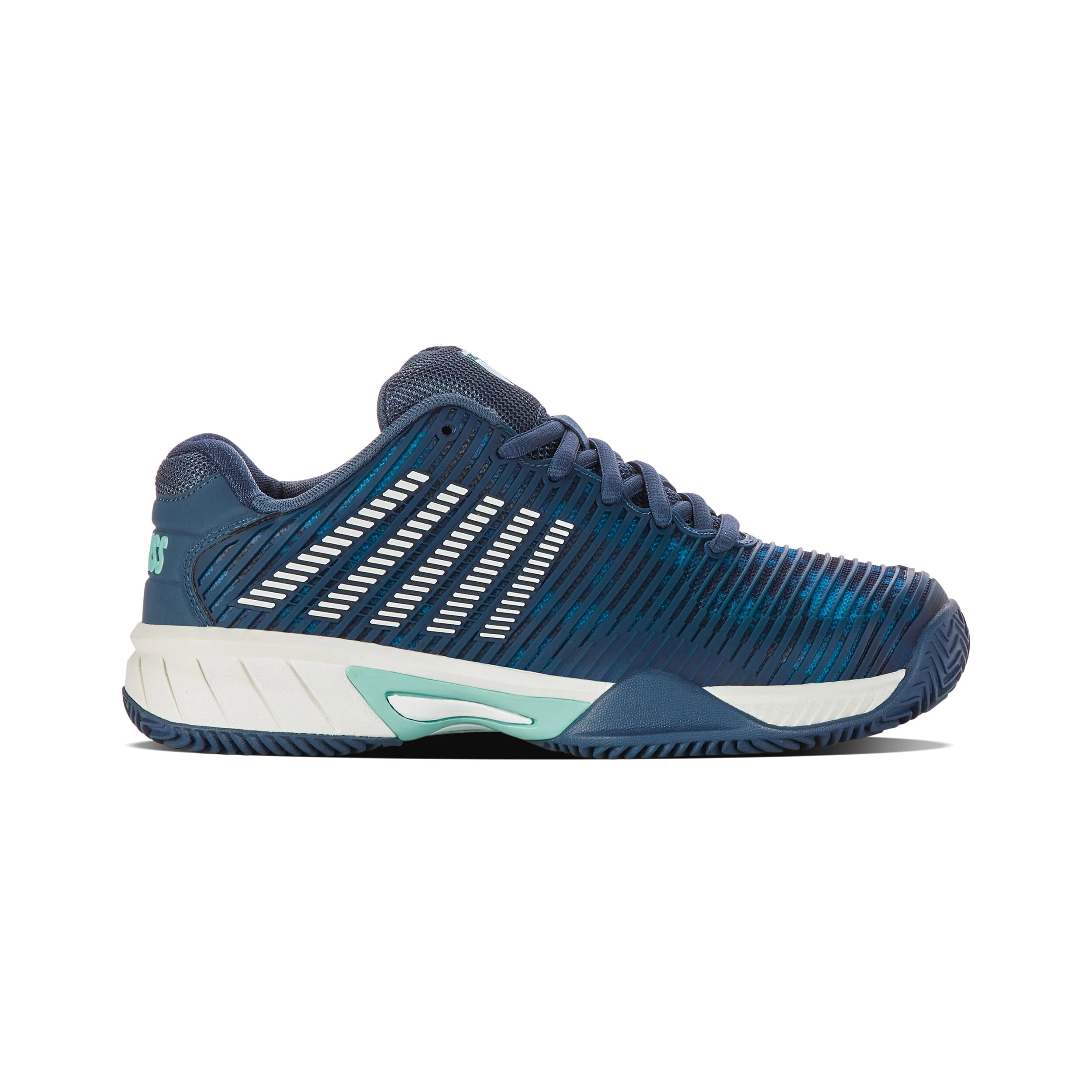 K-Swiss Hypercourt Express 2 Chaussure Terre Battue Enfants - Bleu Petrol, Blanc