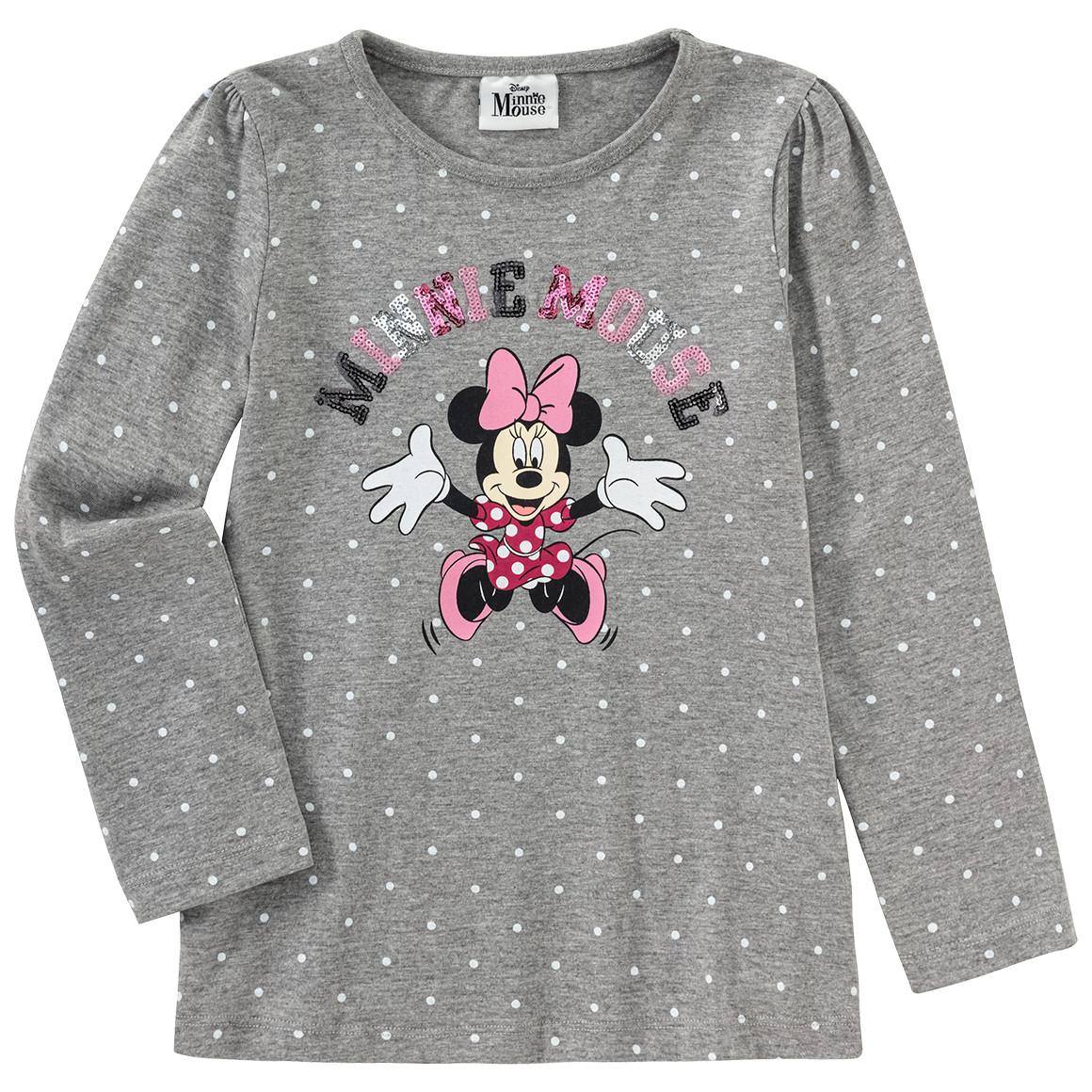 Topolino Minnie Maus Langarmshirt mit Pailletten hellgrau