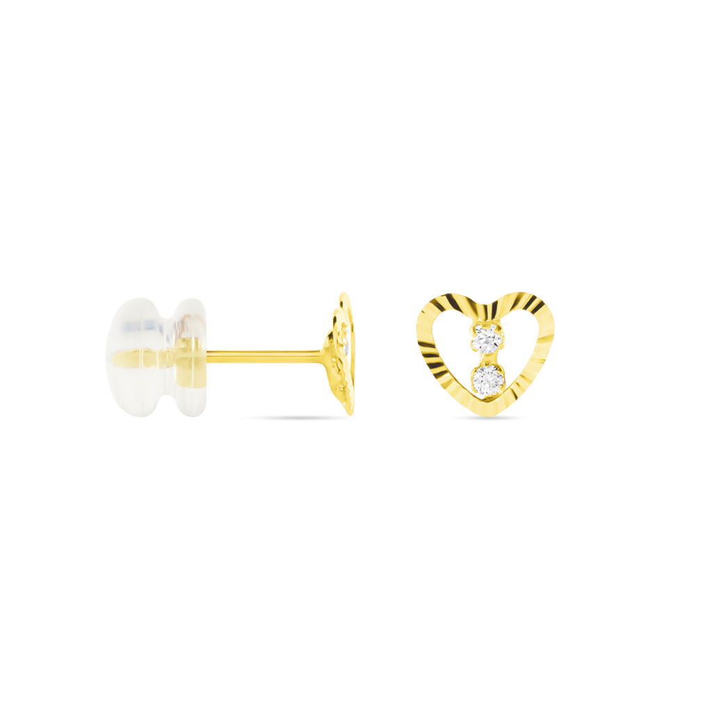 Boucles D'oreilles Puces Daria Cœur 6 Or Jaune Oxyde