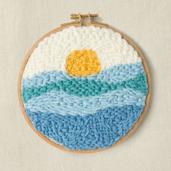 Punch needle-kit med havsmotiv, 15 x 15 cm, DMC Mindfulness