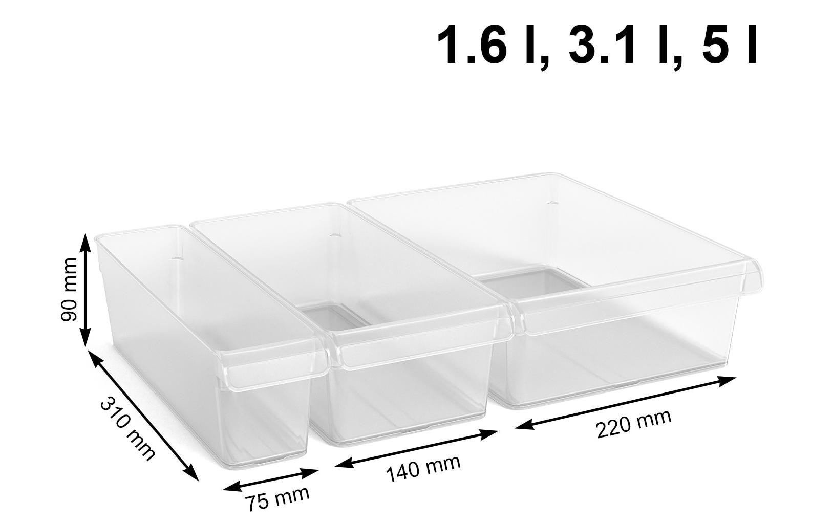 Kühlschrankorganizer Loft 3 Stück, TransparentKühlschrankorganizer Set