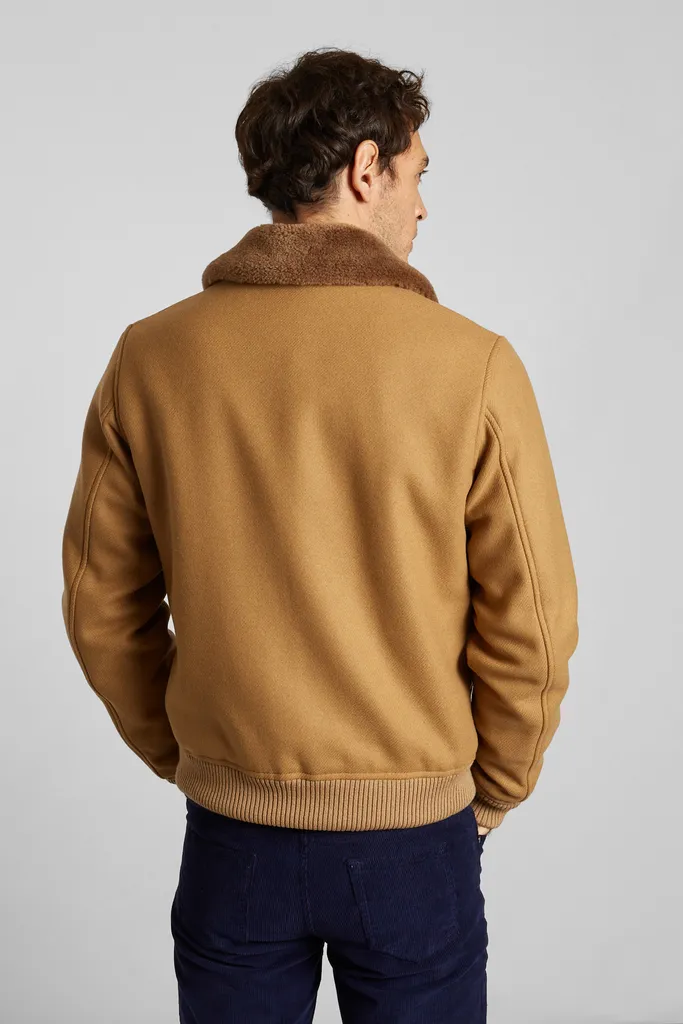 Blouson col effet mouton en laine vierge fabriqué en France L'Exception Paris