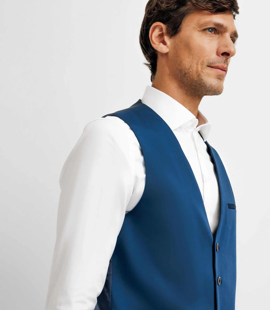 Gilet de costume tissu technique bleu