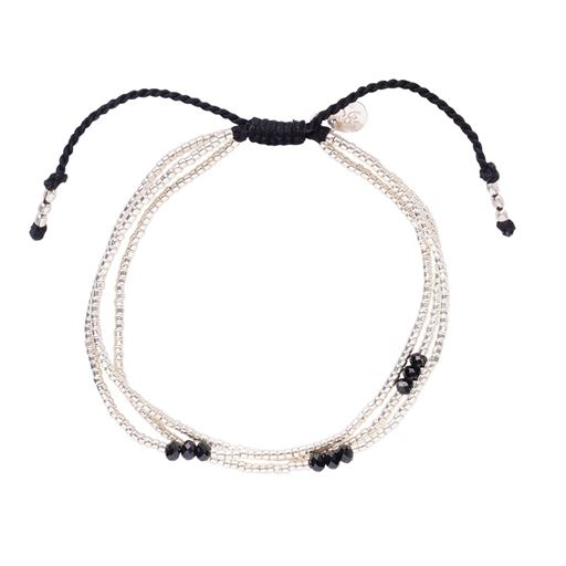 A Beautiful Story Shiny Armbånd, Black Onyx, 16-22 cm