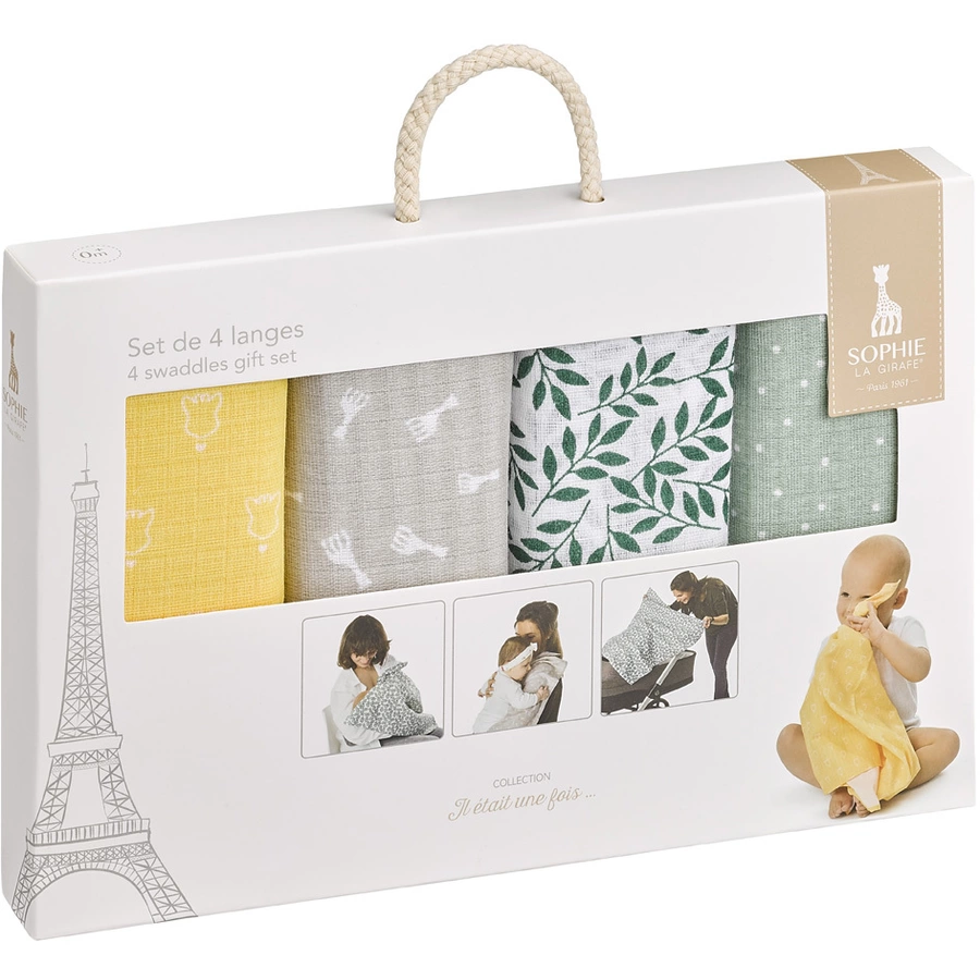 VULLI Sophie la Girafe® Bunte SpucktücherMulltücher 4er Set