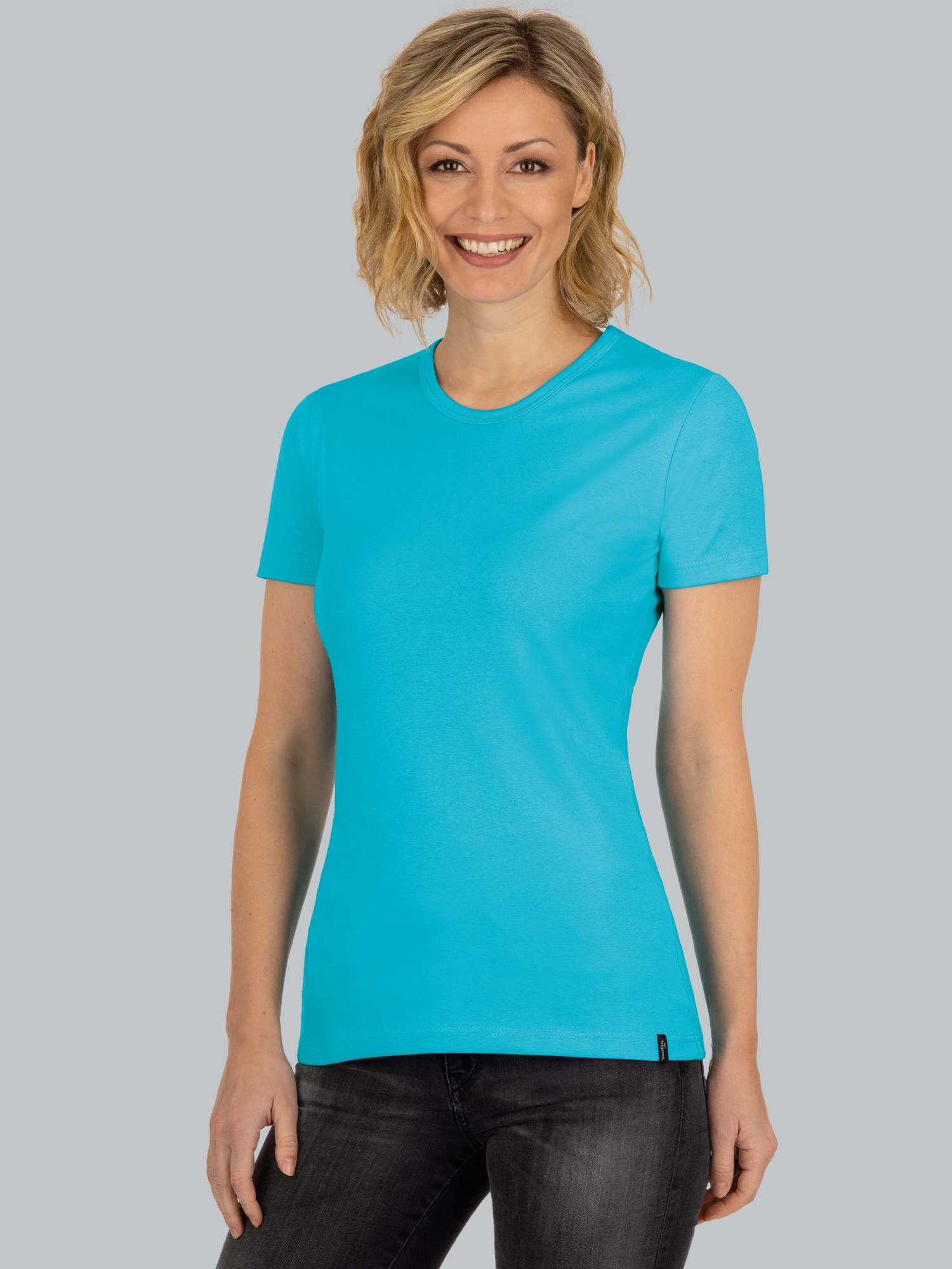 T-Shirt aus Baumwolle/Elastan Azur