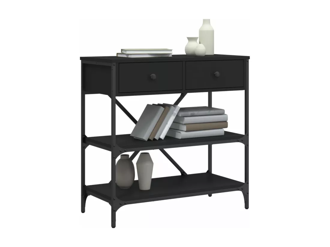 Table console noir 75x34,5x75 cm bois d'ingénierie