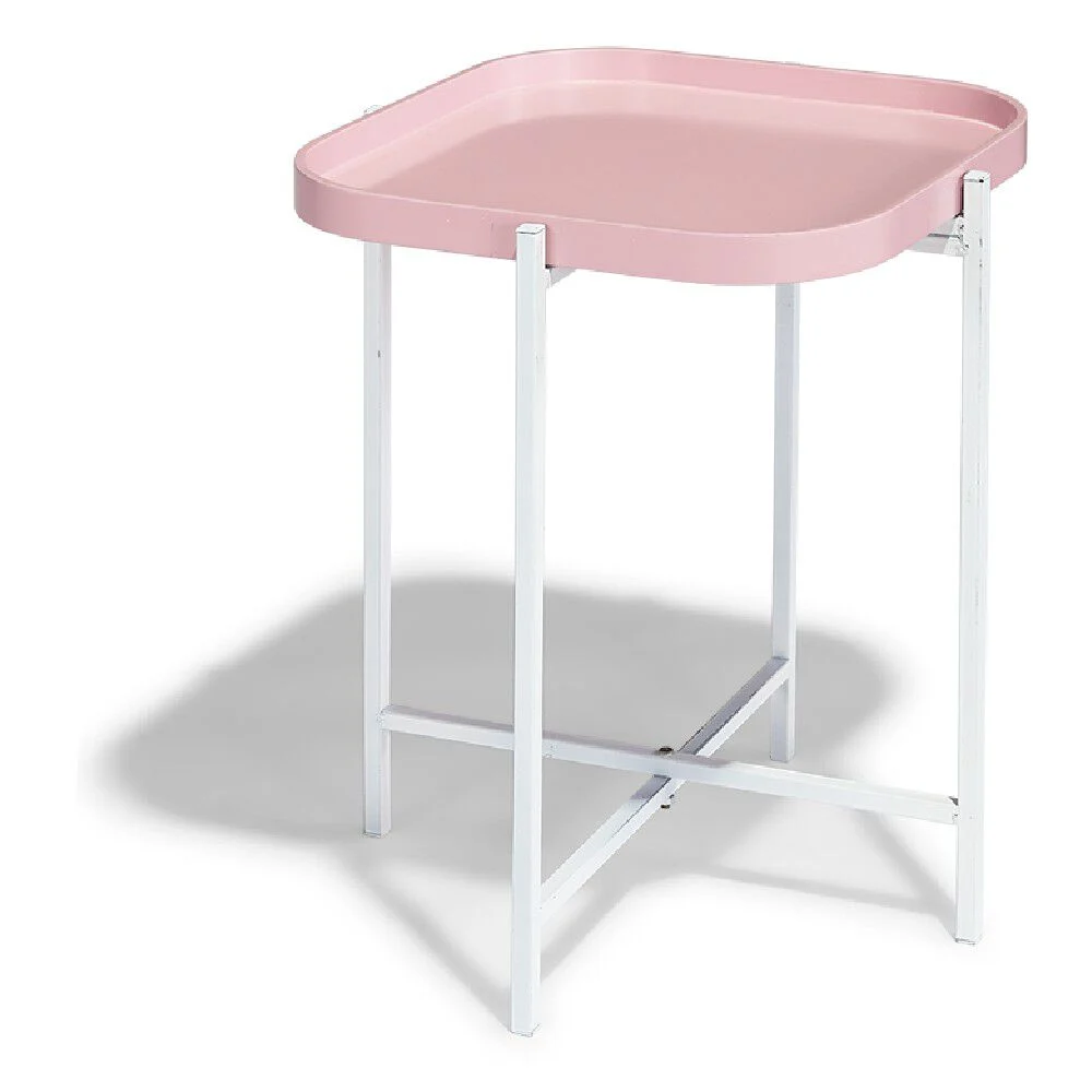 Bout de canapé pliant France rose poudré et blanc