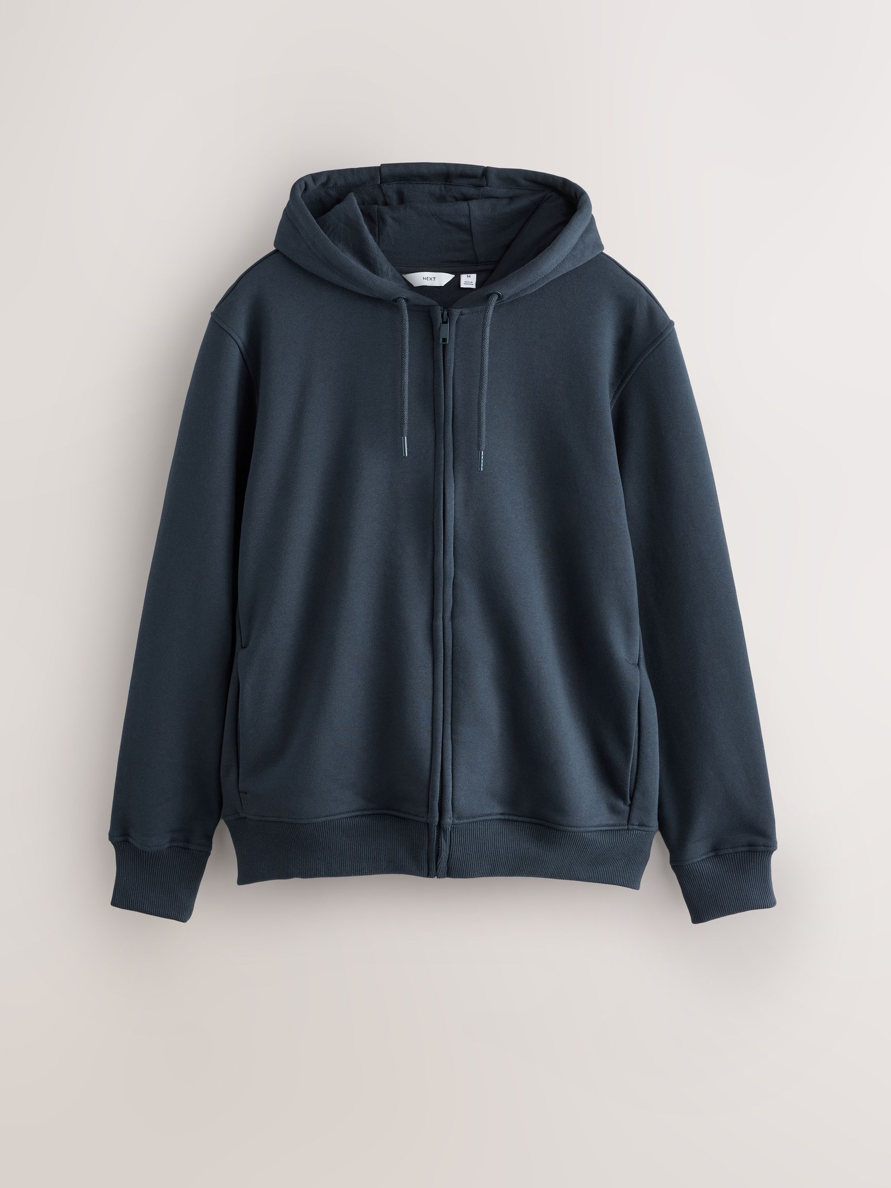 Donkerblauw - Cotton Rich Heavyweight Jersey Full Zip Hoodie