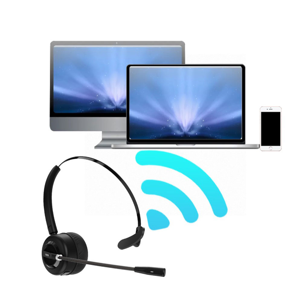 Bluetooth 5.0 Wireless Single On-Ear Kopfhörer Noice Cancelling Headset mit Dokingstation - Schwarz