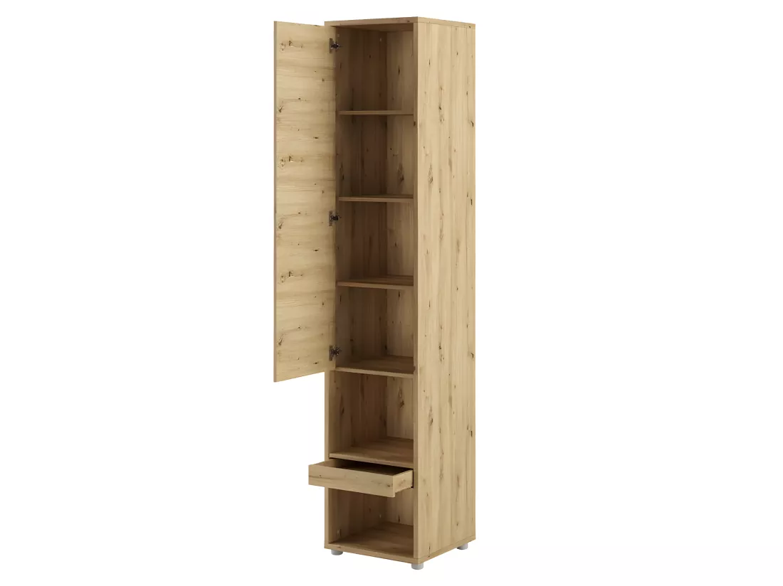 Lenart Armoire Lit escamotable +2 Placards tiroir Vertical 140x200 cm Chêne artisan Lit Rabattable Lit Mural
