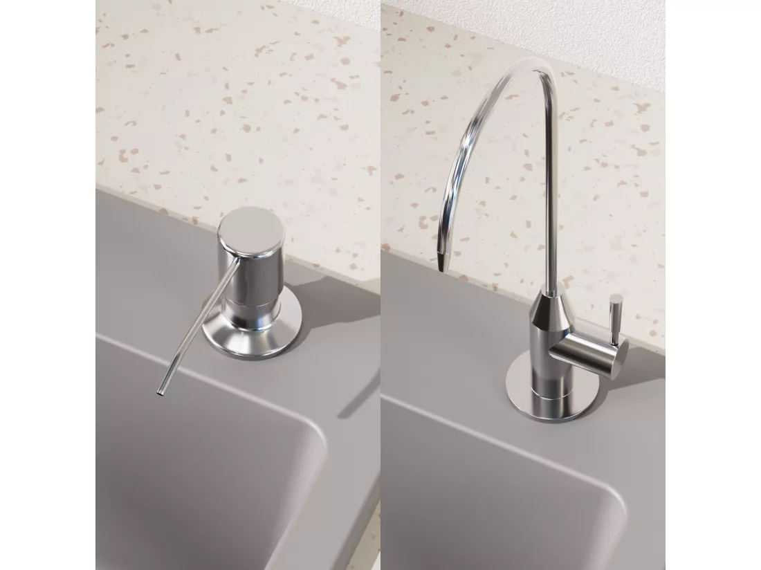 Évier Cuisine 1 Bac en Granit,55*45*20cm,Kit de Vidage,Évier Cuisine Encastré,Trous de Montage pour Robinet/Distributeur Savon,Gris,EU Modèle