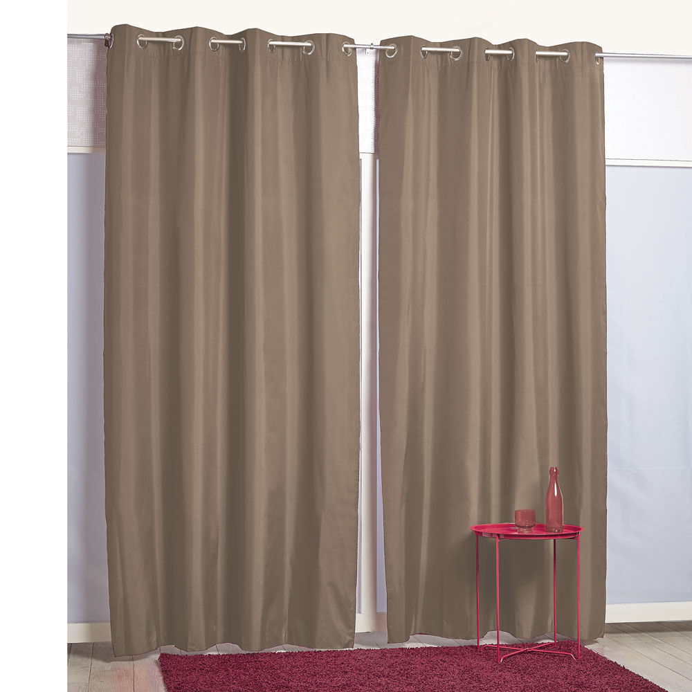 Rideau thermique à oeillets uni taupe 140x250 cm