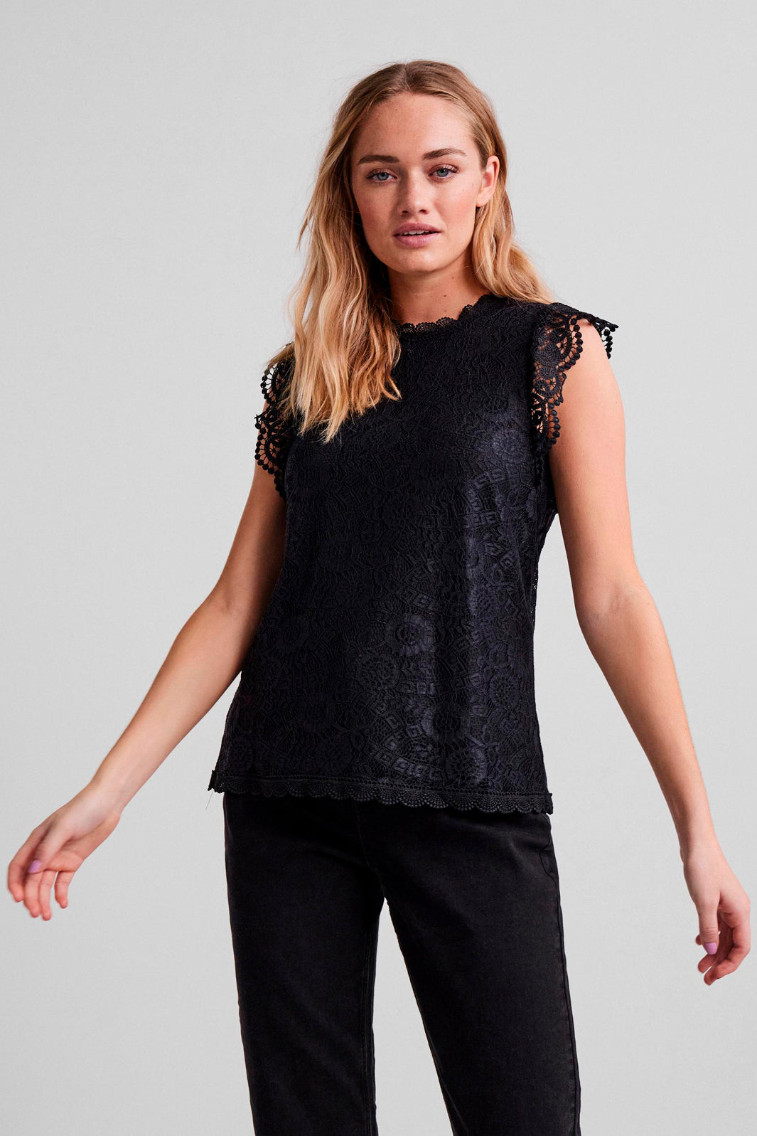 Pieces PcOlline Sl Lace Top noos black