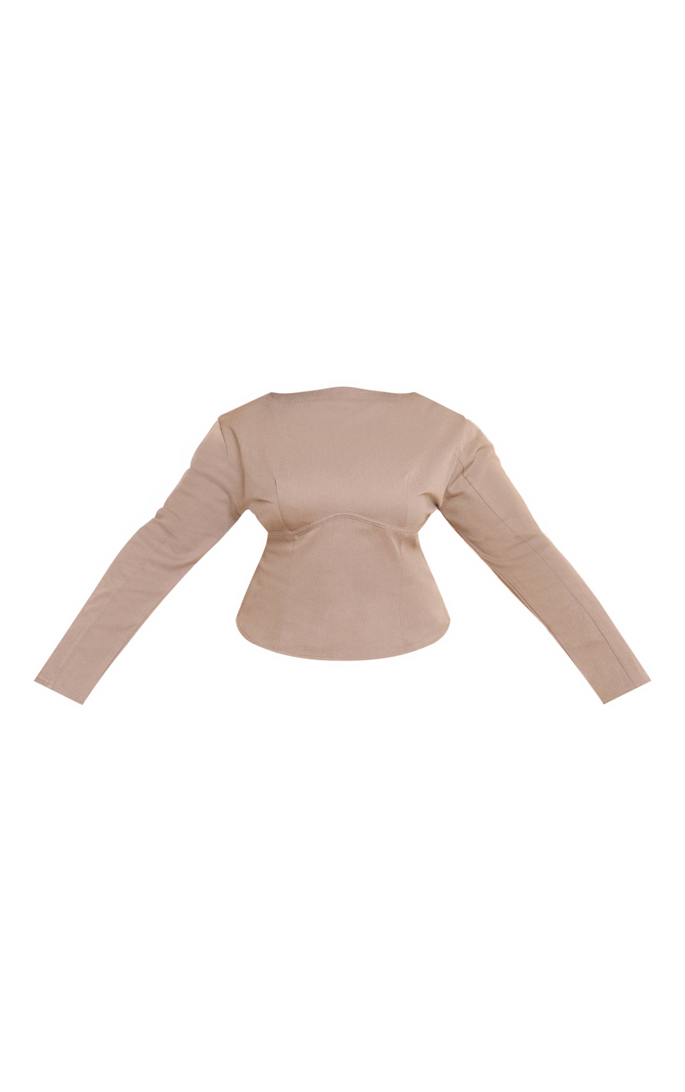 Crème Haut Long Grande Taille Tissé Avec Détail Taille Cintrée