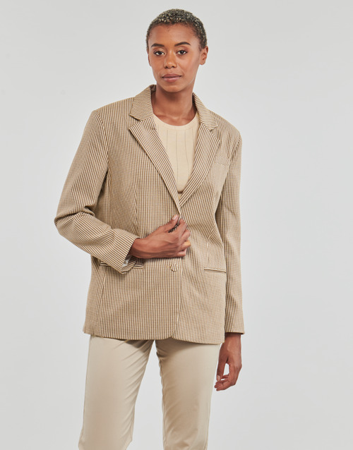 Only - ONLMOLLY L/S OVS CHECK BLAZER TLR - Beige
