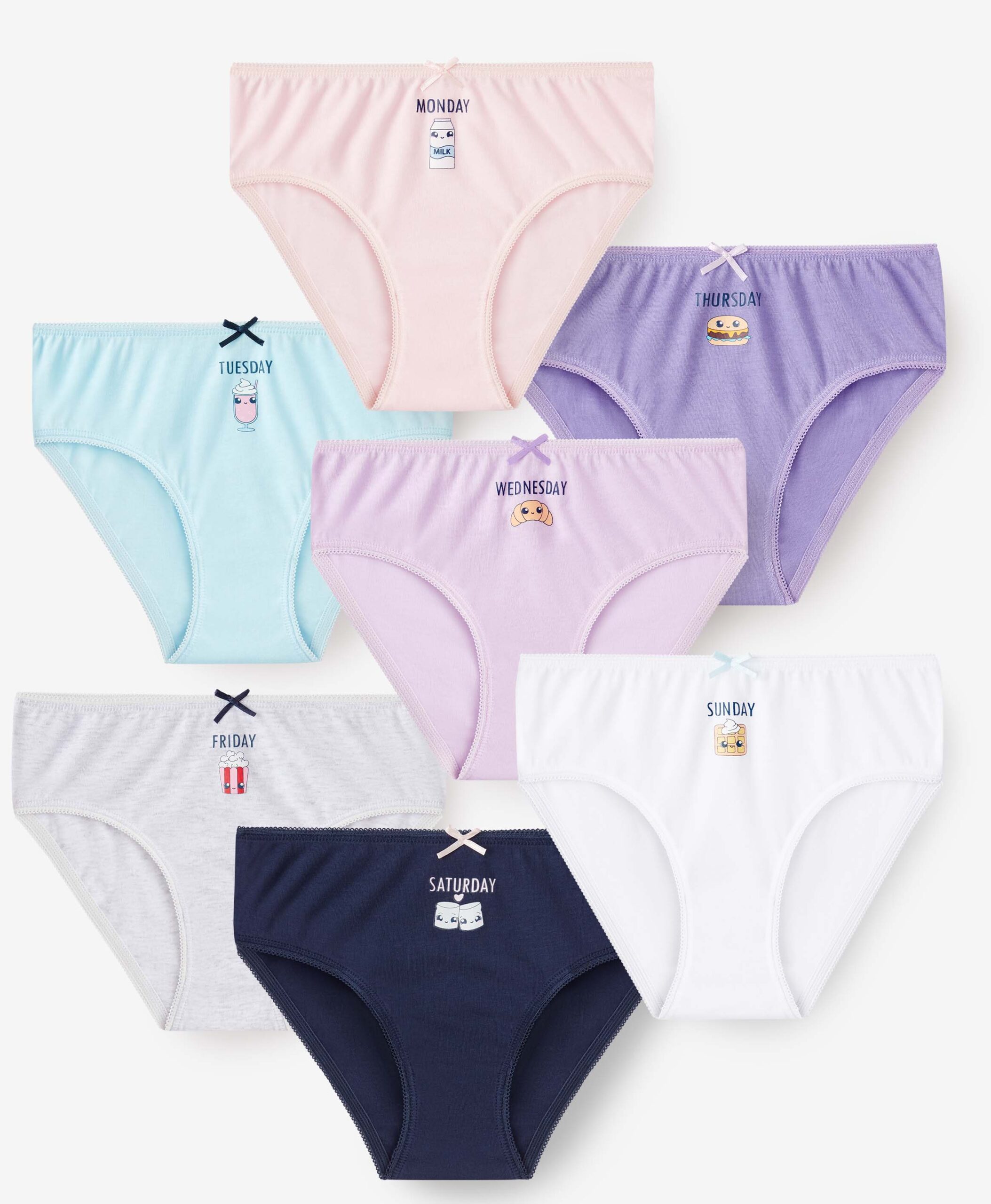 Unterhosen für Mädchen, 100% Baumwolle, 7er-Pack