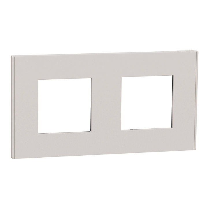 Plaque de finition double Schneider Electric Unica Déco gris pierre