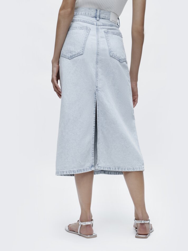 Saia midi jeans - Azul claro