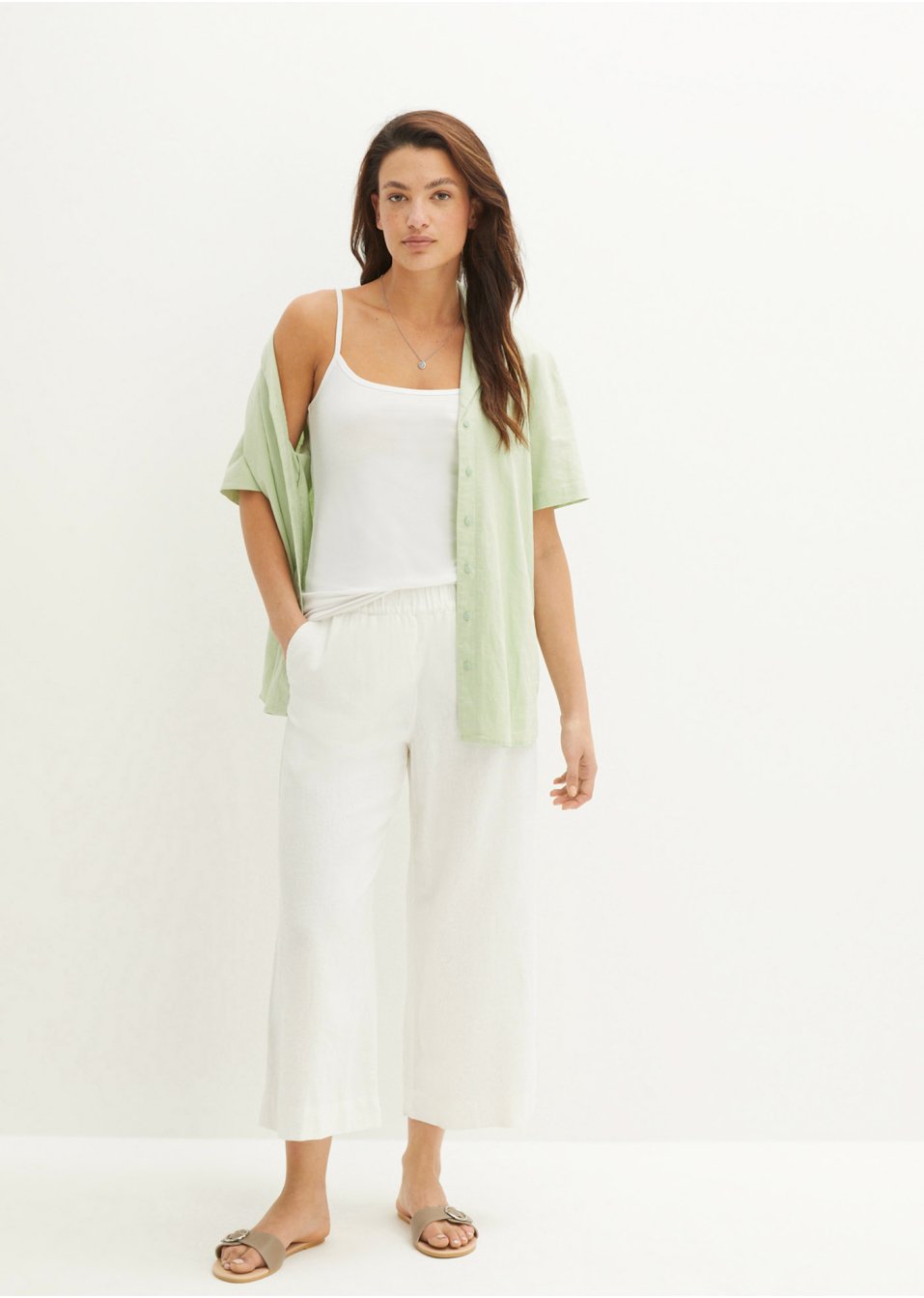Jupe-culotte en lin, longueur mollet