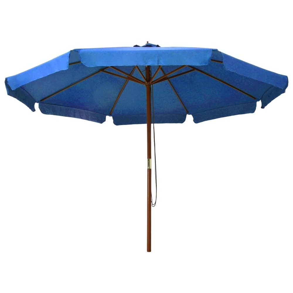Parasol avec mât en bois 330 cm bleu