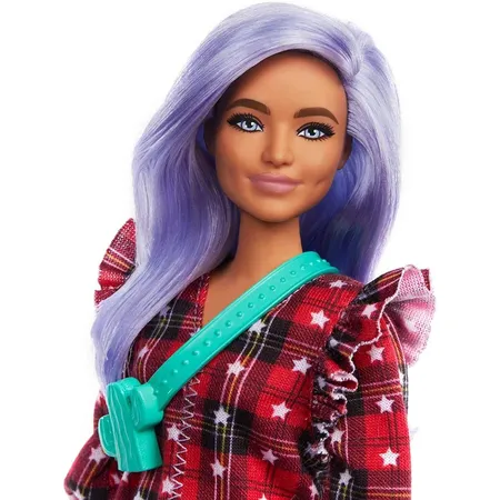 Barbie Fashionistas Puppe im karierten Kleid, Anziehpuppe, Modepuppe