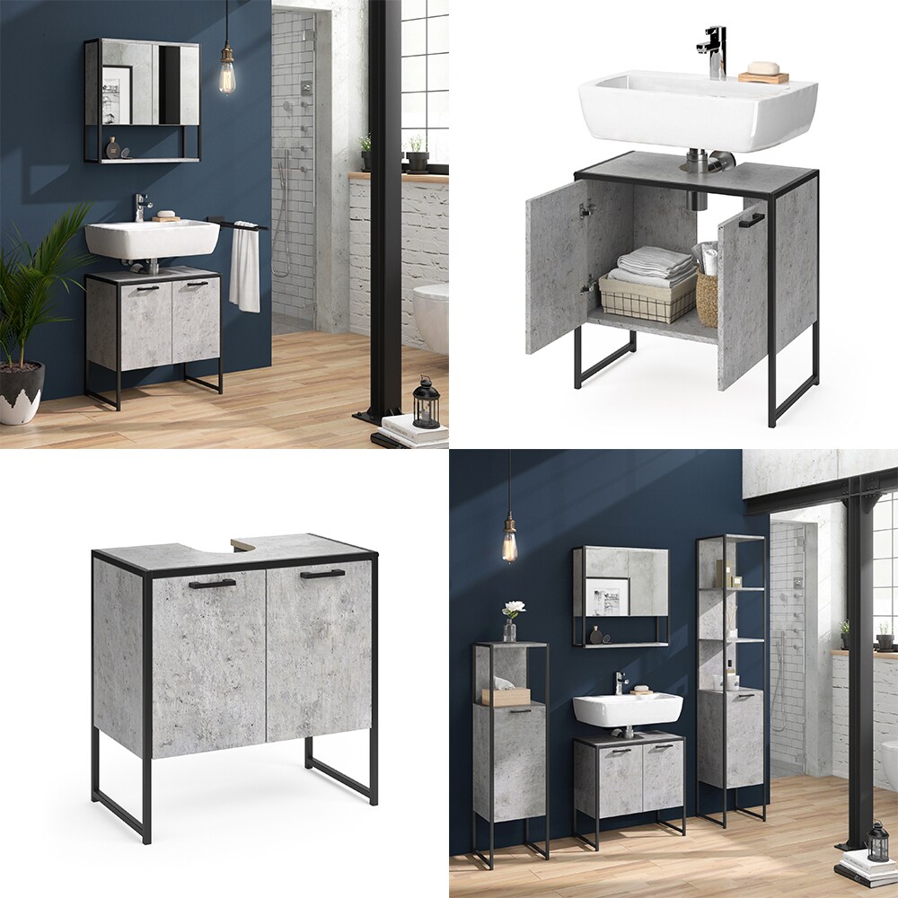 Vicco Wachtischunterschrank Beton Fyrk Badschrank Waschbeckenunterschrank Unterschrank
