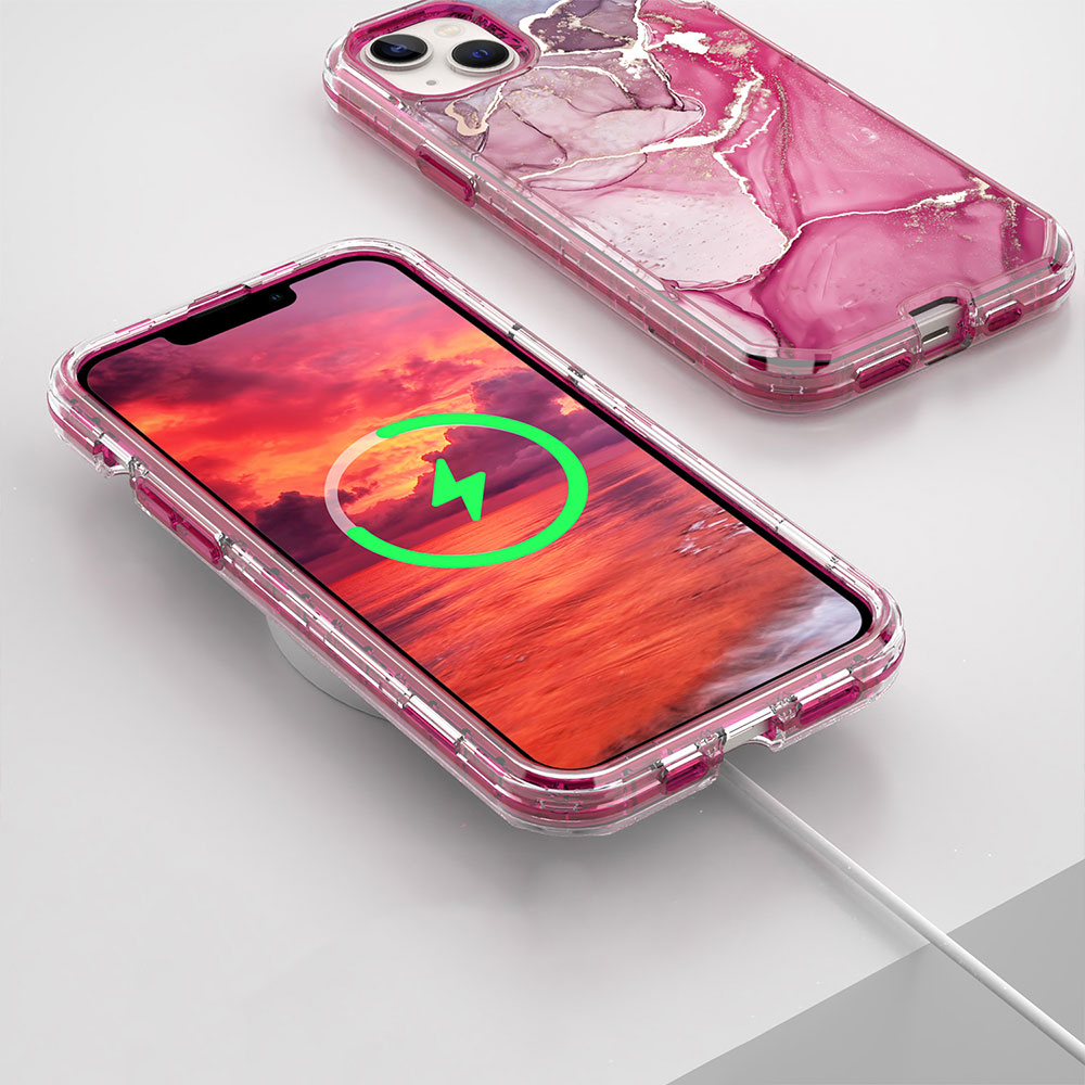 iPhone SE (2022/2020) / 8 / 7 Hybrid Hülle TPU Bumper mit Acryl Rückseite im Marble Marmor Design - Style 4