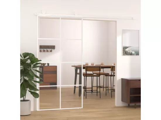 Porte coulissante Verre ESG et aluminium 102,5x205 cm Blanc