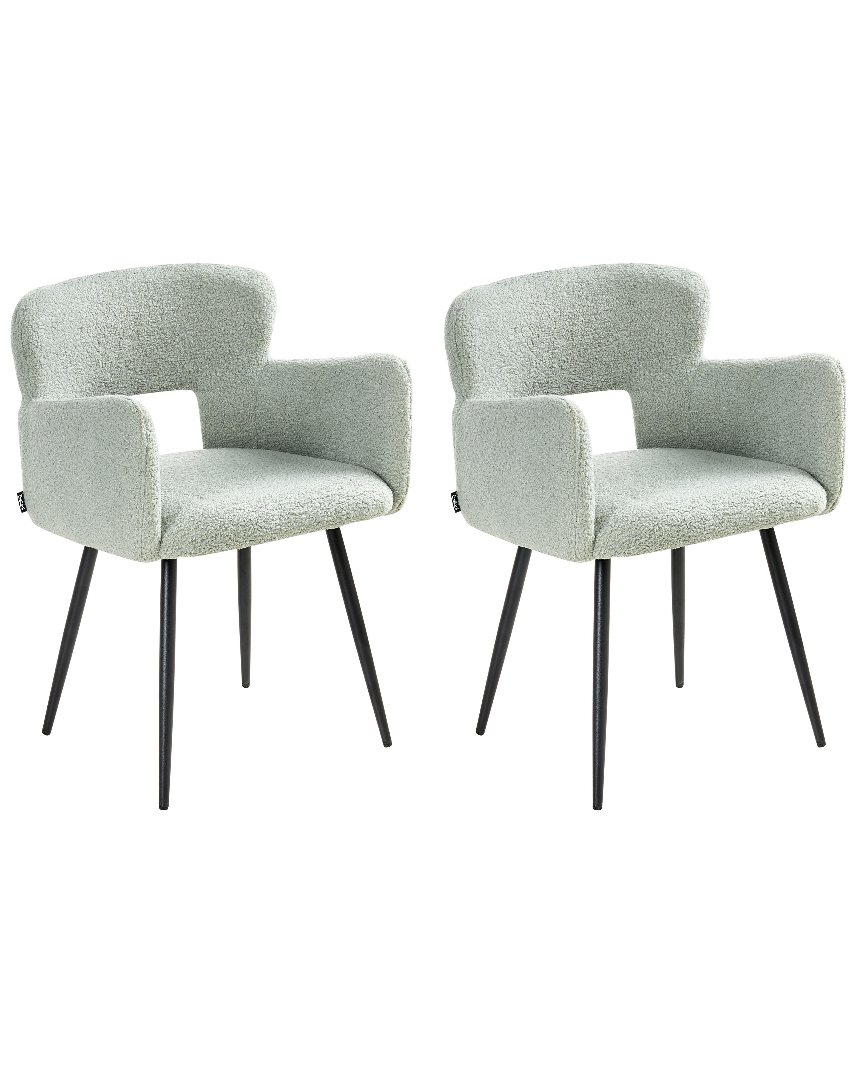 Set van 2 eetkamerstoelen SANILAC Bouclé Lichtgroen