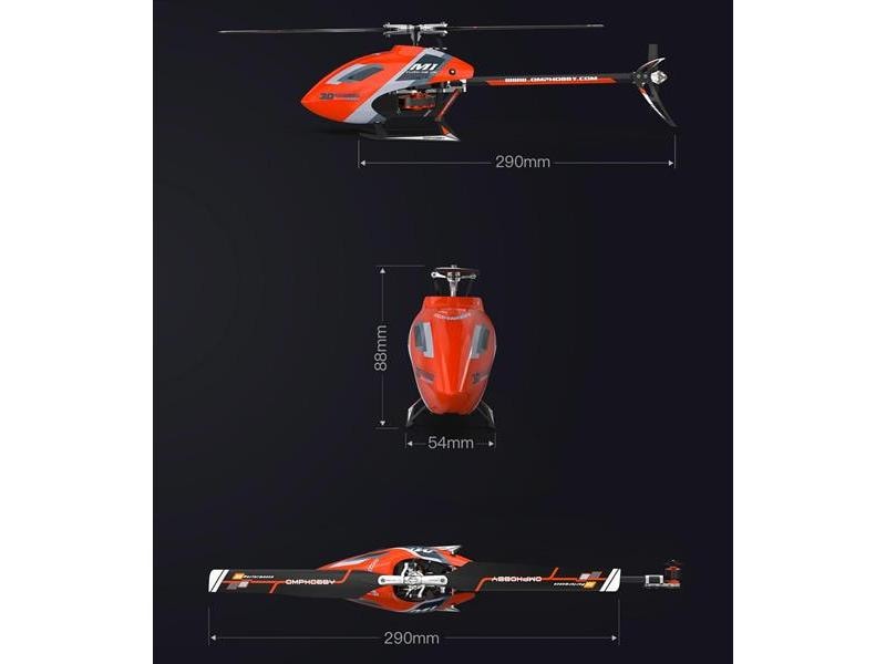 OMPHobby Helikopter M1 EVO Flybarless, 3D, Gelb BNF OMP M1 Evo – Vollwertiger 3D Heli im Mini Format mit nur 290 mm Rotordurchmesser