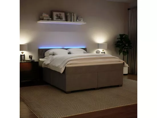 Sommier à lattes de lit et matelas Gris clair 180x200cm Velours