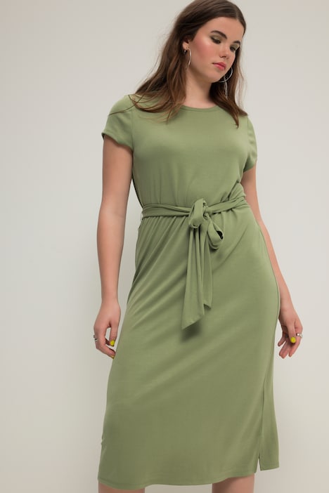 Midikleid, A-Line, Jersey, Rundhals, Halbarm