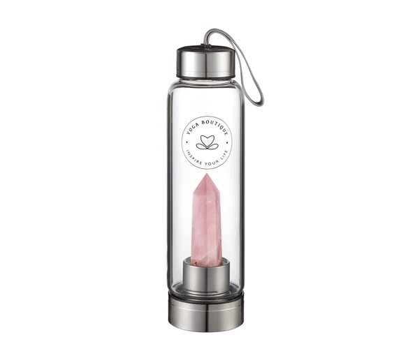 YOGA BOUTIQUE Get energized, get happy! Crystal Water Bottle Rosenquarz silber