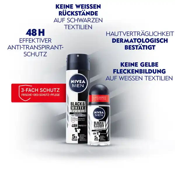 Anti-Transpirant Roll-on Black & White Invisible