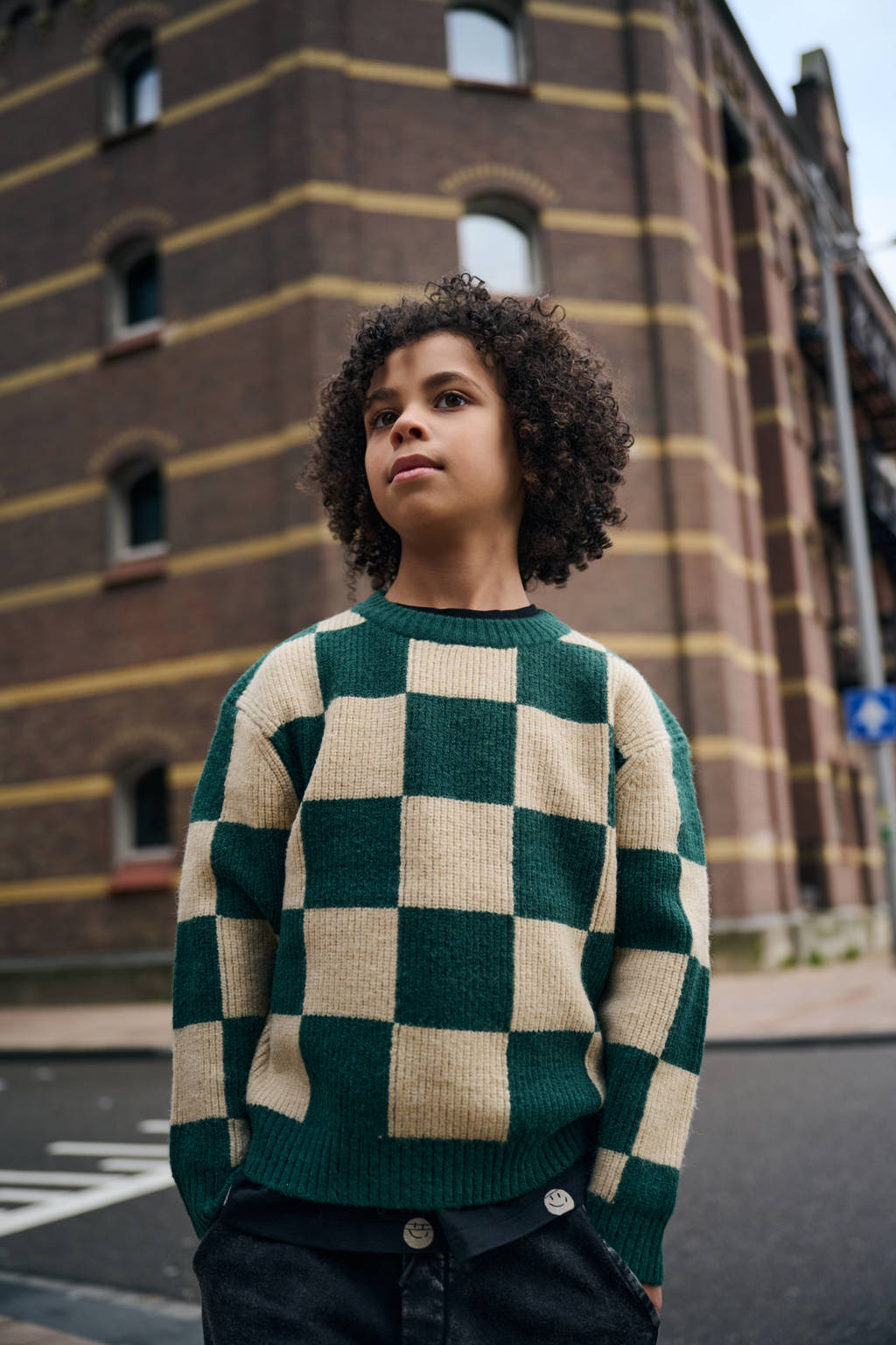 Tumble 'n Dry geruite sweater Williamsburg met wol donkergroen